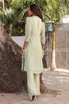 Shop_Ankur J_Multi Color Georgette Embroidery Split V-neck Designer Kurta Pant Set _at_Aza_Fashions