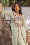 Buy_Ankur J_Multi Color Georgette Embroidery Split V-neck Designer Kurta Pant Set _Online_at_Aza_Fashions