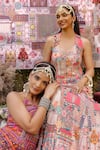 Ankur J_Multi Color Silk Sequins V-neck Dola Embroidered Lehenga Set _Online_at_Aza_Fashions