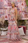 Buy_Ankur J_Multi Color Silk Sequins V-neck Dola Embroidered Lehenga Set 