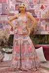 Buy_Ankur J_Multi Color Silk Sequins V-neck Dola Embroidered Lehenga Set _at_Aza_Fashions