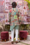 Shop_Ankur J_Green Silk Embroidery, Patchwork Multi Color Designer Bandhgala Kurta Set _at_Aza_Fashions
