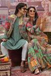 Ankur J_Green Silk Embroidery, Patchwork Multi Color Designer Bandhgala Kurta Set _Online