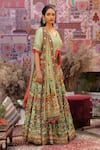 Ankur J_Green Silk Sequins, Embroidery V-neck Designer Dola Lehenga Set _Online_at_Aza_Fashions
