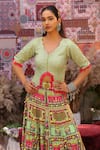 Shop_Ankur J_Green Silk Sequins, Embroidery V-neck Designer Dola Lehenga Set _Online_at_Aza_Fashions