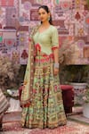 Ankur J_Green Silk Sequins, Embroidery V-neck Designer Dola Lehenga Set _at_Aza_Fashions