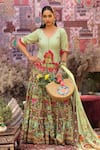 Buy_Ankur J_Green Silk Sequins, Embroidery V-neck Designer Dola Lehenga Set _at_Aza_Fashions