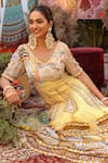 Shop_Ankur J_Yellow Georgette Embroidery V-neck Designer Anarkali Set _Online_at_Aza_Fashions