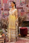 Ankur J_Yellow Georgette Embroidery V-neck Designer Anarkali Set _at_Aza_Fashions