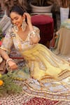Shop_Ankur J_Yellow Georgette Embroidery V-neck Designer Anarkali Set 
