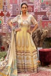 Buy_Ankur J_Yellow Georgette Embroidery V-neck Designer Anarkali Set _at_Aza_Fashions