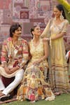 Ankur J_Yellow Georgette Embroidery V-neck Designer Anarkali Set _Online