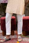 Ankur J_Yellow Silk, Denim, Cotton Embroidery, Patchwork Designer Kurta Blazer Pant Set _Online_at_Aza_Fashions