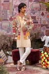 Buy_Ankur J_Yellow Silk, Denim, Cotton Embroidery, Patchwork Designer Kurta Blazer Pant Set _at_Aza_Fashions