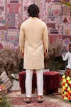 Shop_Ankur J_Yellow Silk, Denim, Cotton Embroidery, Patchwork Designer Kurta Blazer Pant Set 
