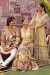 Shop_Ankur J_Yellow Silk, Denim, Cotton Embroidery, Patchwork Designer Kurta Blazer Pant Set _Online