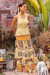 Buy_Ankur J_Yellow Silk Tassels, Beads Round Neck Designer Lehenga And Blouse Set 