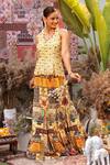 Buy_Ankur J_Yellow Silk Tassels, Beads Round Neck Designer Lehenga And Blouse Set _at_Aza_Fashions