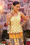 Shop_Ankur J_Yellow Silk Tassels, Beads Round Neck Designer Lehenga And Blouse Set 