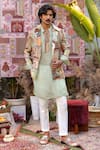 Buy_Ankur J_Green Silk Embroidery, Sequins Designer Multi Dola Kurta Blazer Pant Set _at_Aza_Fashions