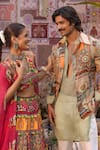 Shop_Ankur J_Green Silk Embroidery, Sequins Designer Multi Dola Kurta Blazer Pant Set _Online_at_Aza_Fashions