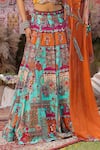 Ankur J_Multi Color Georgette, Silk Sequins, Mirrors, Beads Embroidered Cape Lehenga Set _Online_at_Aza_Fashions