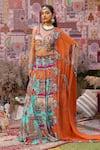 Buy_Ankur J_Multi Color Georgette, Silk Sequins, Mirrors, Beads Embroidered Cape Lehenga Set _at_Aza_Fashions