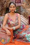 Shop_Ankur J_Multi Color Georgette, Silk Sequins, Mirrors, Beads Embroidered Cape Lehenga Set _Online_at_Aza_Fashions