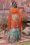Shop_Ankur J_Multi Color Georgette, Silk Sequins, Mirrors, Beads Embroidered Cape Lehenga Set _at_Aza_Fashions