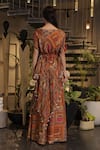 Shop_Ankur J_Multi Color Silk Beads, Sequins Off-shoulder Dola Designer Kaftan And Pant Set _at_Aza_Fashions
