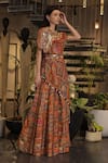 Ankur J_Multi Color Silk Beads, Sequins Off-shoulder Dola Designer Kaftan And Pant Set _at_Aza_Fashions