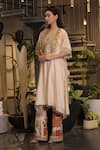 Shop_Ankur J_Peach Embroidery Round Neck Kaftan And Pant Set _Online_at_Aza_Fashions