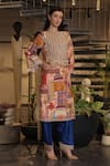 Buy_Ankur J_Multi Color Silk Sequins, Beads Round Neck Embroidered Kurta Pant Set _at_Aza_Fashions