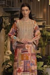 Ankur J_Multi Color Silk Sequins, Beads Round Neck Embroidered Kurta Pant Set _Online_at_Aza_Fashions