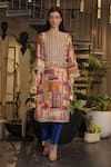 Shop_Ankur J_Multi Color Silk Sequins, Beads Round Neck Embroidered Kurta Pant Set _Online_at_Aza_Fashions