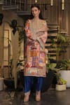 Ankur J_Multi Color Silk Sequins, Beads Round Neck Embroidered Kurta Pant Set _at_Aza_Fashions