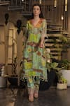 Shop_Ankur J_Multi Color Silk Tassels, Embroidery V-neck Designer Kaftan And Pant Set _Online_at_Aza_Fashions