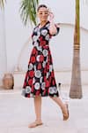 Buy_House Of Fett_Black Poplin Collared Floral Print Designer Dress _at_Aza_Fashions