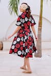 Shop_House Of Fett_Black Poplin Collared Floral Print Designer Dress _at_Aza_Fashions