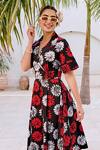 Buy_House Of Fett_Black Poplin Collared Floral Print Designer Dress _Online_at_Aza_Fashions