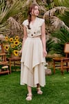 Buy_House Of Fett_Ivory V-neck Designer Alaya Co-ord Set _at_Aza_Fashions