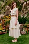 House Of Fett_Ivory V-neck Designer Alaya Co-ord Set _at_Aza_Fashions