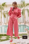 Buy_House Of Fett_Red Cotton Crew Neck Berry Chess Jumpsuit _at_Aza_Fashions