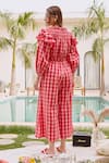 Shop_House Of Fett_Red Cotton Crew Neck Berry Chess Jumpsuit _at_Aza_Fashions