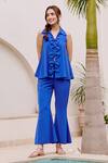 Buy_House Of Fett_Blue Satin Bows Collared Bell Co-ord Set _at_Aza_Fashions