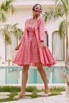 Buy_House Of Fett_Pink Cotton Collared Crimson Crush Dress And Jacket Set _Online_at_Aza_Fashions