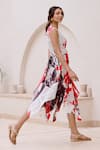 House Of Fett_White Viscose, Cotton V-neck Daily Wrap Asymmetric Dress _Online_at_Aza_Fashions