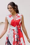 Shop_House Of Fett_White Viscose, Cotton V-neck Daily Wrap Asymmetric Dress _Online_at_Aza_Fashions