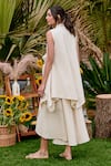 Shop_House Of Fett_Ivory Cotton V-neck Fes Co-ord Set _at_Aza_Fashions