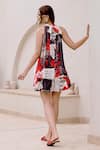 Shop_House Of Fett_White Viscose, Cotton Halter Neck Headliner Dress _at_Aza_Fashions